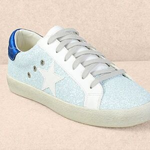 Mi.iM Skyla Light Green Lace-up Glitter Star Sneakers